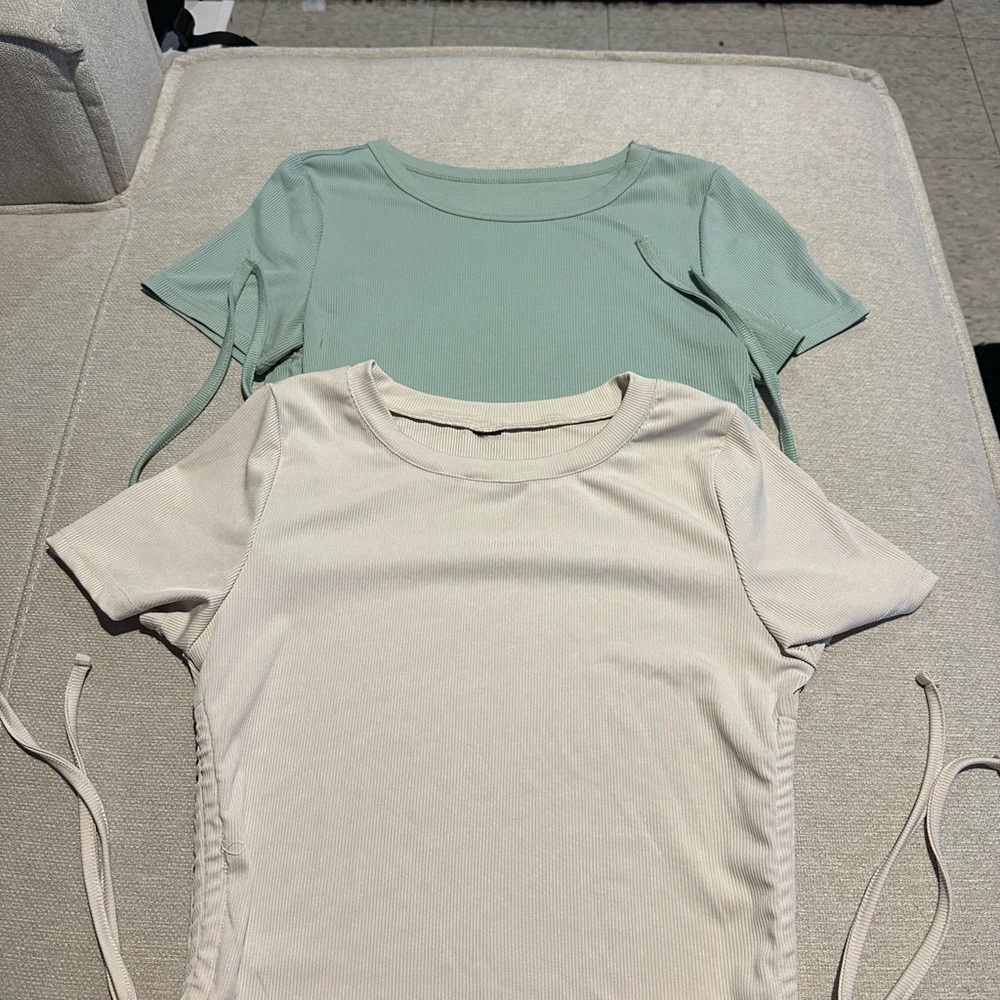Mint Green and Cream Women's Tops
